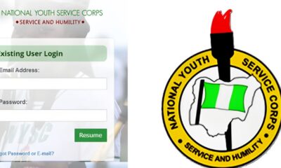 NYSC Portal Login Dashboard